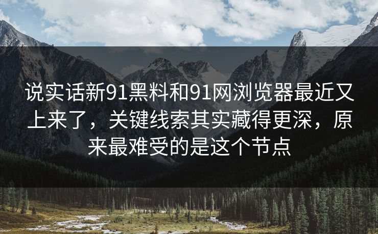 说实话新91黑料和91网浏览器最近又上来了,关键线索其实藏得更深,原来最难受的是这个节点 说实话新91黑料和91网浏览器最近又上来了,关键线索其实藏得更深,原来最难受的是这个节点